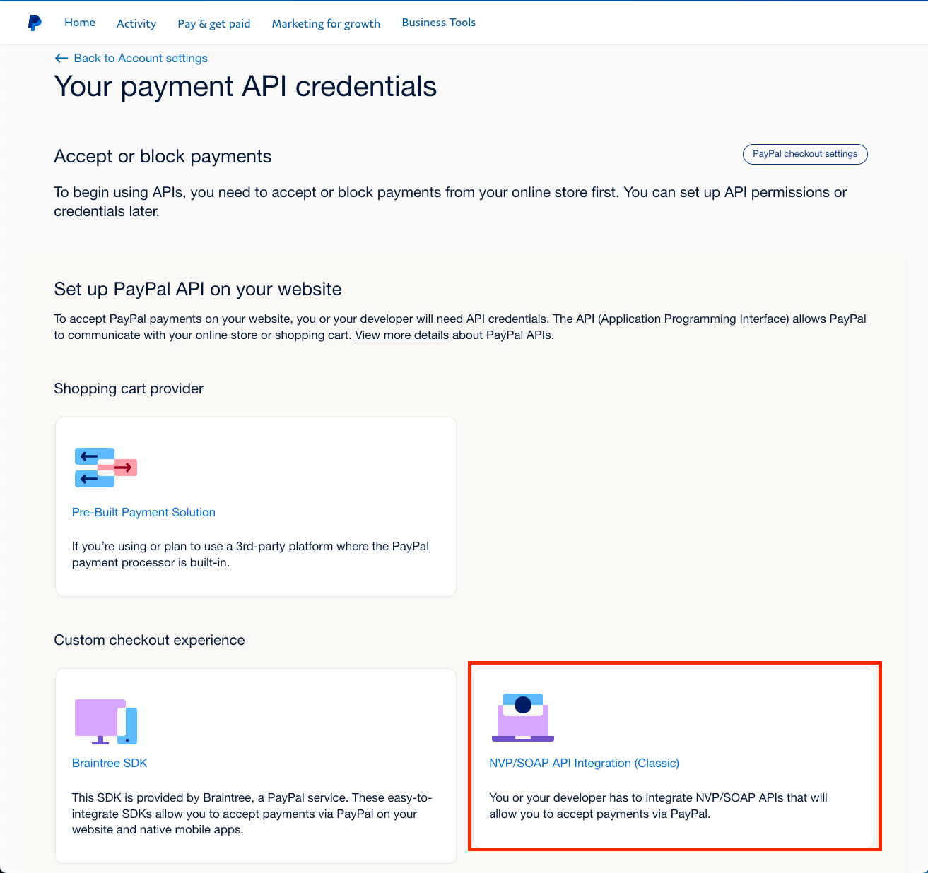 페이팔 페이지 내 PayPal Merchant ID 조회 화면 2
